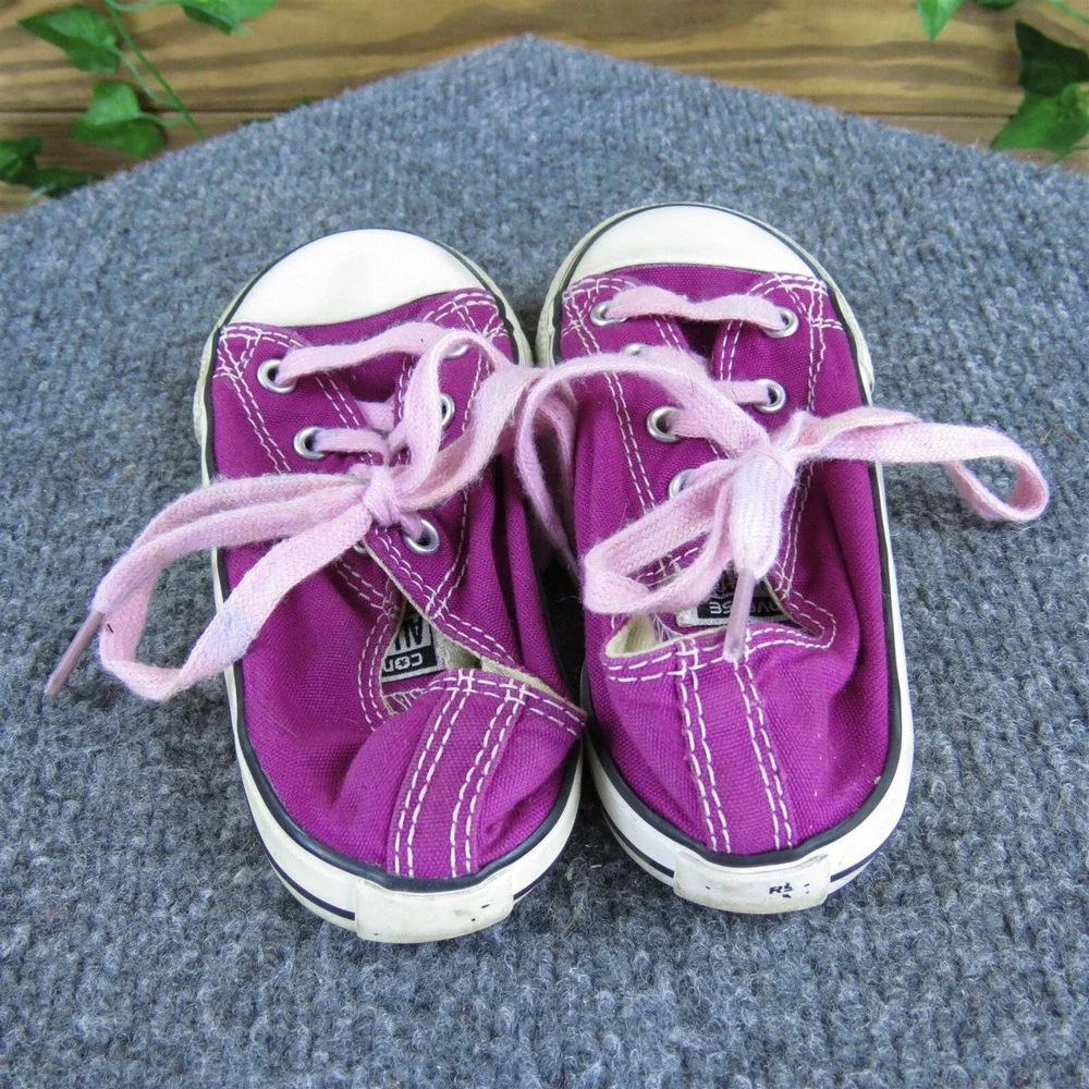 Converse Girls‎ Sneaker Low Top Sz T 9 Medium Purple Fabric Lace Up